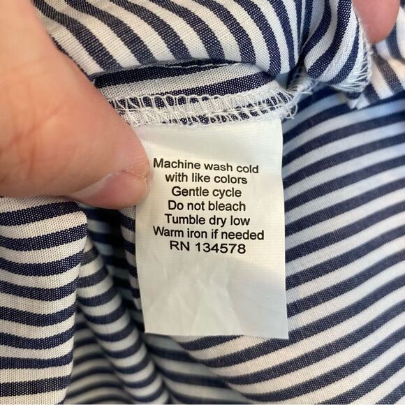 Vineyard Vines Striped Ruffle Long Sleeve Button Down 100% Cotton Women's 8 - Picture 6 of 6